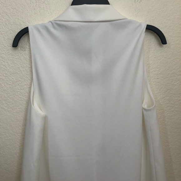 ELLE Small Sleeveless Blazer Jacket Duster Vest Collared Open Front Marshmallow - Picture 13 of 13